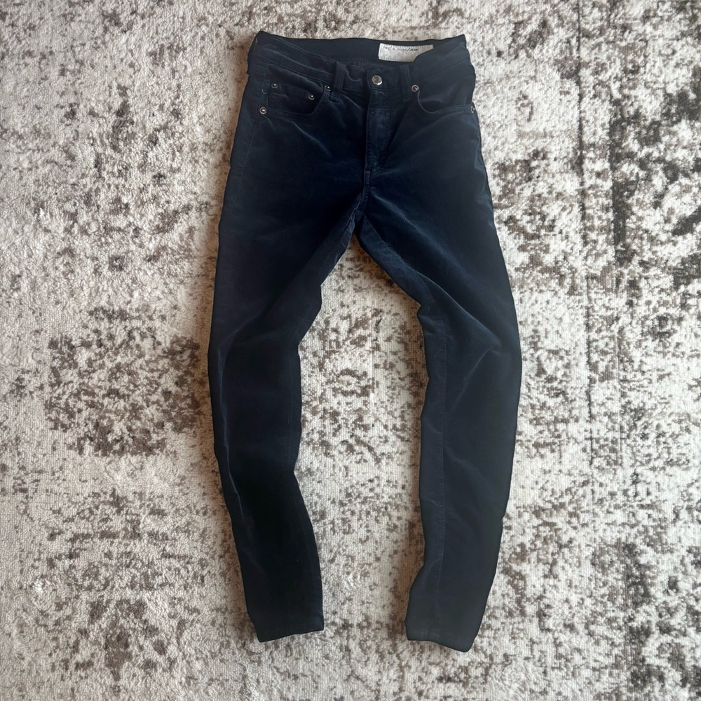 Rag & Bone Navy Blue Velvet Skinny Pants - Picture 3 of 7